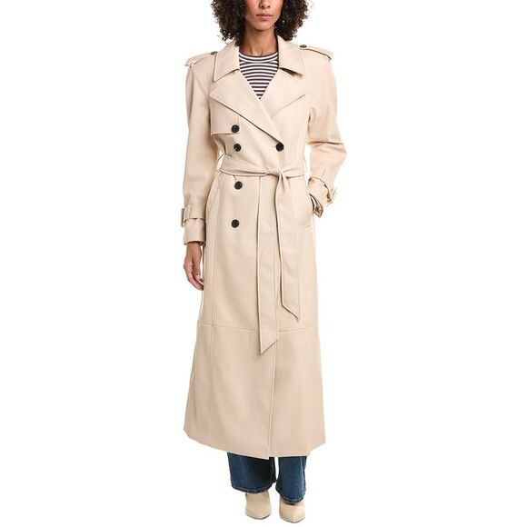 Avec Les Filles Womens  Faux-Ever Leather Maxi Trench Coat - Picture 3 of 4